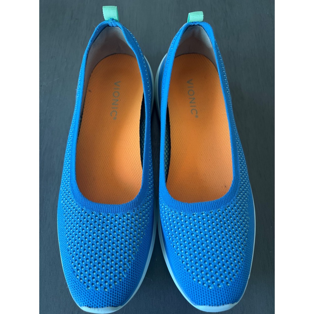Vionic Kallie Women's Blue Knit Slip On Walking Sneakers Shoes Size 9 Orthotic